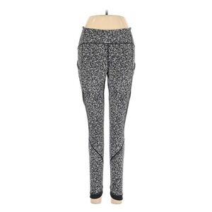 Lululemon‎ Leggings Size 4 Black White Floral Print Athletic Yoga Pants
